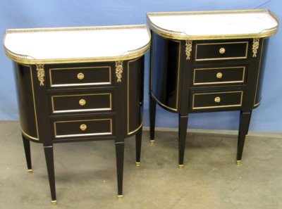 Pair stamped Jansen Paris commodes