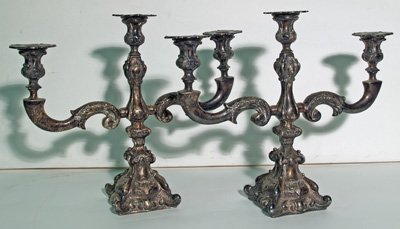 Pair signed Sheffield silver plate candelabrum