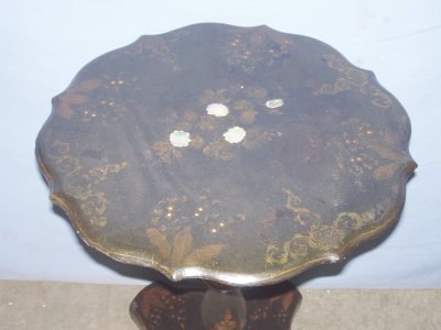 19th c. black papier mache inlaid table  - 2
