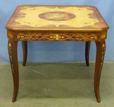 Italian satinwood & walnut inlaid games table