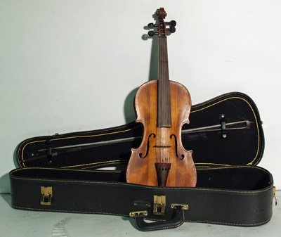 Violin in case with bow signed Glasser