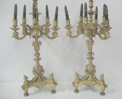 Pair 19th c. bronze candelabrum