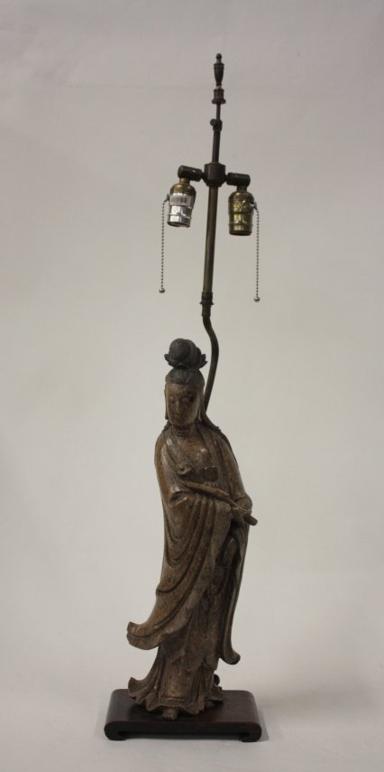 Soapstone figural lamp: "Female". Approx. 19" H