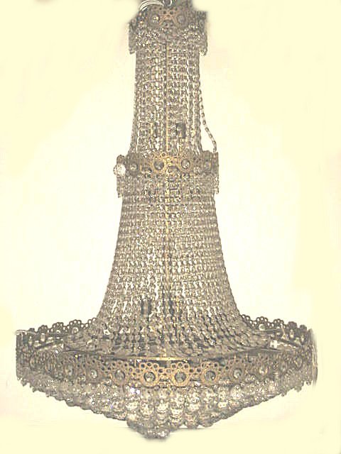 Palace size brass & crystal chandelier: Approx. 52" H x 36" W