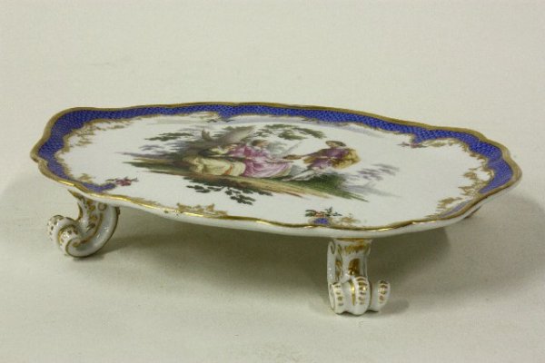 19th c. handpainted porcelain tazza: With Augustus Rex mark.