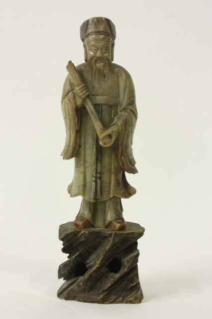 18-19th c. 2 pc. soapstone figure: "Wiseman", Approx. 10.5" H