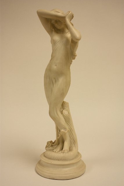 Art Nouveau figure ivory composite of "Woman": White. Condition is good. Approx. 21" H. From the estate of Charles Mogensen