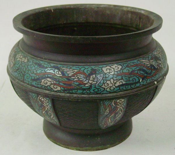 Cloisonne bowl: Approx. 10.5" H. From the estate of Seymour "Cy" Leslie, founder of MGM/UA Home Entertainment.