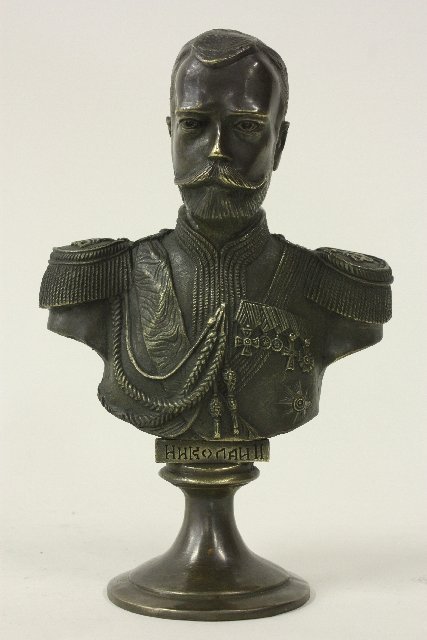 Russian bronze figure "Emperor Nicholas 2nd" : Ca. 1950's. Approx. 9" H