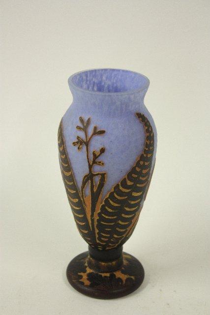 Signed Daum Nancy vase: Made after original. Approx. 10" H