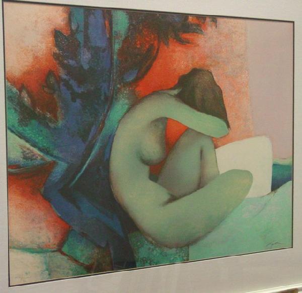 Silkscreen signed Claude Gauveau 28/175: "Blue Nude" XXVIII/CLXXV. With receipt. Approx. 27" H x 34.75" W