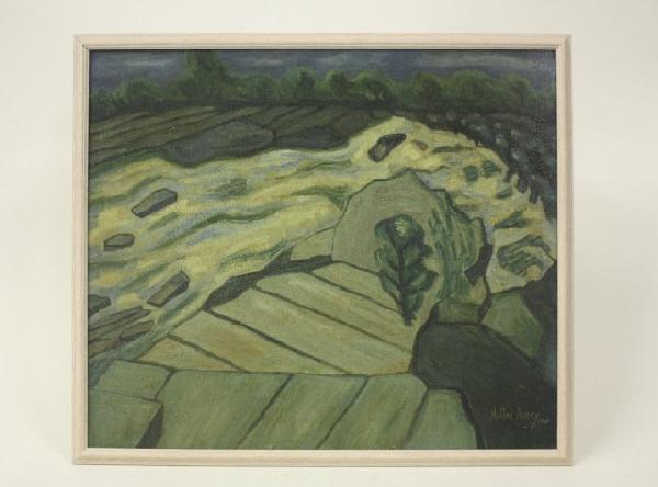 Oil painting on canvas by Milton Avery 1960: "Green Landscape". Good condition. Approx. 23" x 27"
