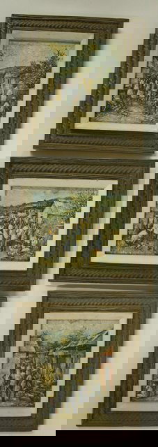 Three Haitian oil paintings signed Ernst Louizor: All framed, on canvas "Street Scenes". All Approx. 8.5" x 10". All Purchased in 1973. All from the estate of Maurice Greenberg.