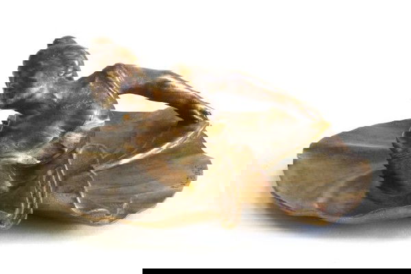 Bronze figural card tray signed Max Blondat: Depicting "Ballet Dancer". Slot-DeCauville Paris-Fordeu. Sculptor 1872-1926, well listed. Approx. 3" H x 5.5" Diam