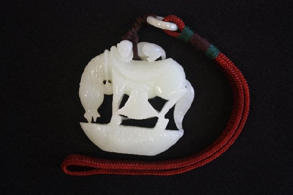 White jade "Horse with Monkey": Approx. 2" x 2"