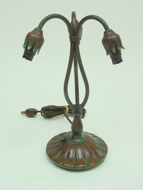 Tiffany Studios "Lilly" lamp base: Three light.