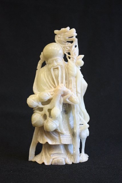 Soapstone "Wiseman" symbolizing Longevity: Approx. 7" H