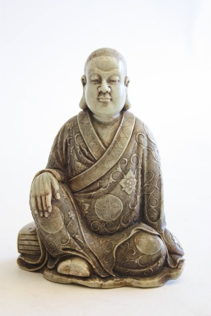 "Luohan" soapstone sculpture: Antique, beautifully carved. Approx. 6.5" H