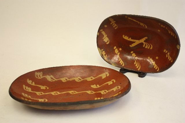 5 pcs. assorted Redware pottery: 2 Redware pottery serving bowls, approx. 17" x 11" & 14" x 10" (chip). 3 Redware pottery vases, as is condition. From the Estate of a Staten Island gentleman.