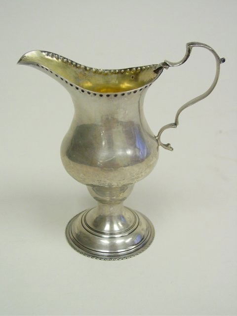 Geo III 1782 sterling silver pitcher: By T. Powell of London. Approx. 4.5" H. Contents of the Brooklyn Heights Montague Terrace estate of J. Victor Herd & his wife Pauline Hoffman Herd