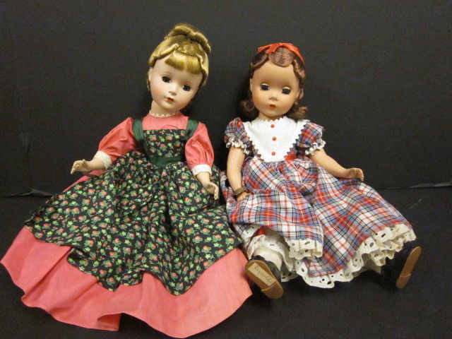 2 Madame Alexander "Little Women" dolls: Meg & Beth. Hard plastic. Approx. 14" h. Contents of the Brooklyn Heights Montague Terrace estate of J. Victor Herd & his wife Pauline Hoffman Herd