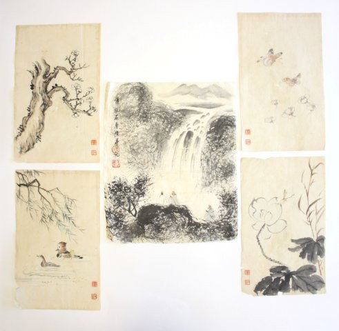 5 soft paper watercolors by Bao Shi: Approx. 12" x 8"