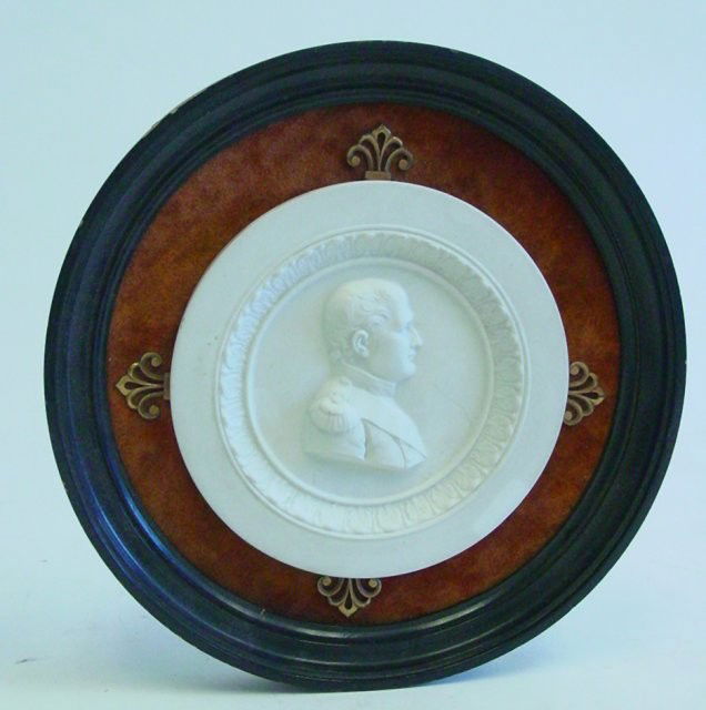 Framed bisque plaque of "Napoleon" ca. 1865: From the estate of Carl Freed of K. Gluck Selig Antiques, mid-town Manhattan dealer.