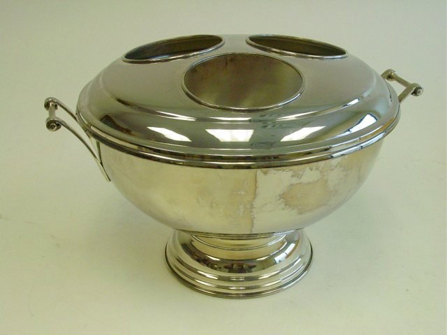 Silver plated wine cooler with handles: Approx. 9" H.