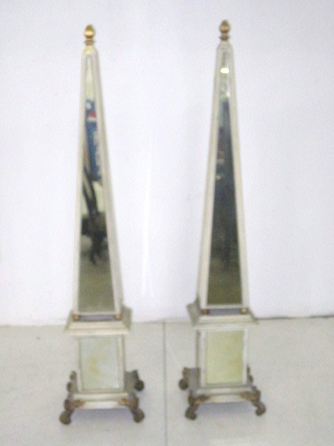 Pair mirrored obelisks