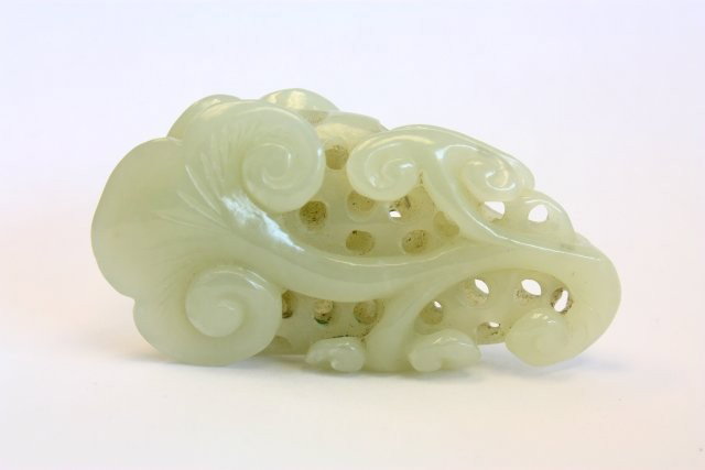 Carved jade "Ling Zhi Herb": Approx. 3" H Any condition statement is given as a courtesy to a client, it is only an opinion and should not be treated as a statement of fact. Time & Again, Inc. shall have no responsibility for any