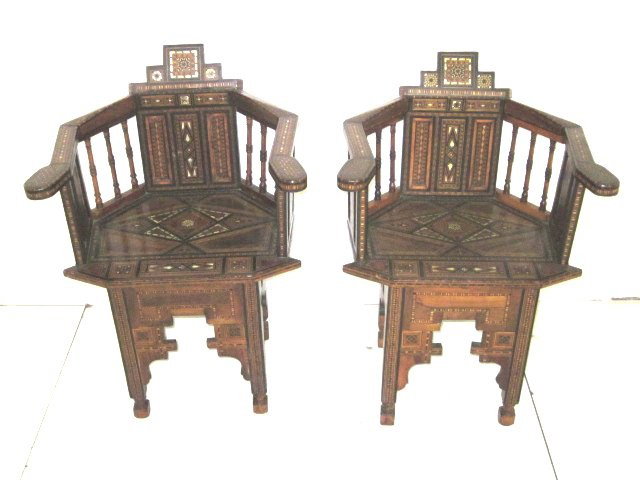 Pair Syrian chairs 19th/early 20th c.