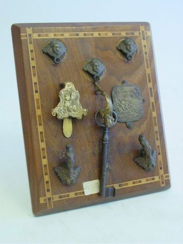 Assorted lot of bronze pieces & antique key: From the estate of Carl Freed of K. Gluck Selig Antiques, mid-town Manhattan dealer.