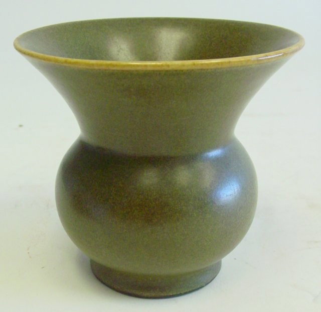 Chinese teadust glazed porcelain spittoon: Qing Dynasty. Approx. 4 1/2". From a 30 year collection of a New York City resident.