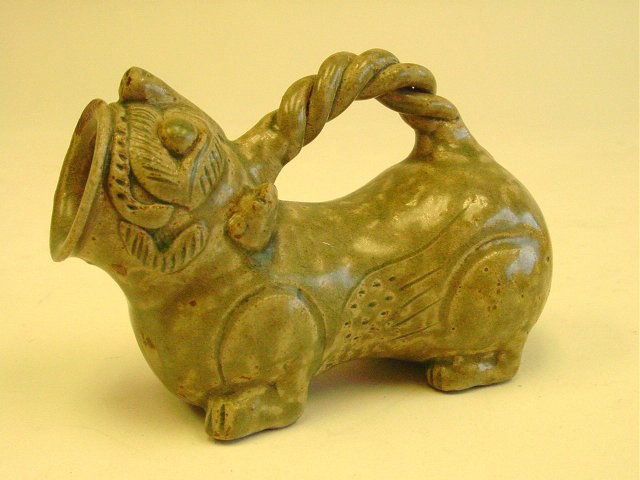 Chinese Yue ware "Lion Form" water dropper: Approx. 4 1/2" L. From a 30 year collection of a New York City resident.