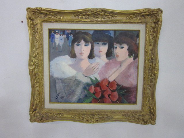 Gilt framed giclee "Parisiennes" CH Keller: Approx. 20" x 24" Please read our terms of sale.