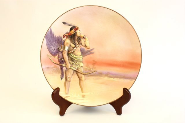 Plate with "pushed out" Nippon "Indian Hunter": Unsigned, approx. 10.5" Please read our terms of sale.