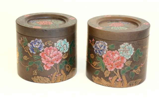 Pair 19th c. Dao Guan style pired Zisha cups: Approx. 3.25" H x 3.5" Please read our terms of sale.