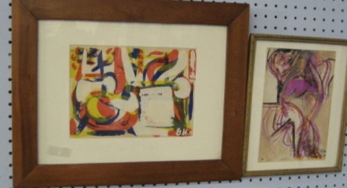 2 original silkscreens: 1- Arthur Leslie, American, small silkscreen on paper, framed. Approx. 10.5" x 7". 1- George Hartigan, American, silkscreen on paper, framed. Approx. 10.5" x 7.5". Please read our terms of sale.