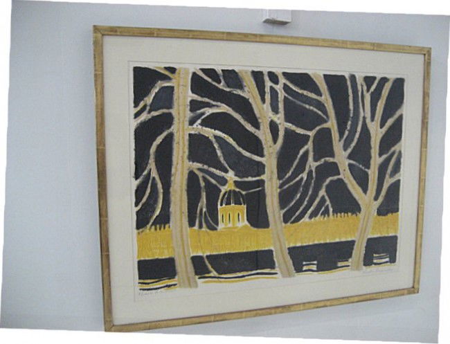 Andre Brasilier original lithograph artist proof: Pencil signed, framed, French. Approx. 29" x 22". Please read our terms of sale.