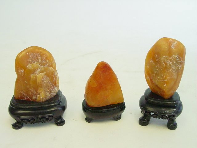 3 soapstone rocks on stands: Approx. 3" H. Please read our terms of sale.