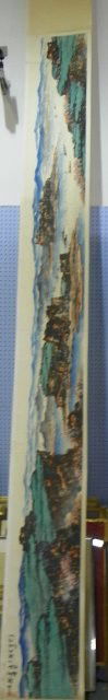 Chinese scroll signed Shi Lu: "Boats in Water". Approx. 139" x 15". Artist's name not guaranteed. Please read our terms of sale.