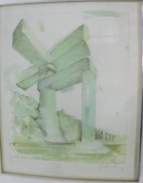 Claes Oldenburg Seattle lithograph: Claes Oldenburg (1929-New York, N.Y.) "Lake Union, Seattle, Wash." colored lithograph, 32 x 24", pencil signed and dated 1972 lower right, titled in pencil, #109/300, framed 34" x 26" Please read our