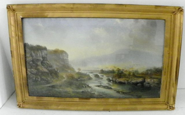 George Brewerton Landscape pastel painting: George Douglas Brewerton (1827-1901 California) Landscape, pastel, 29 1/2" x 46", dated 1864 framed 39" x 55 1/2" Please read our terms of sale.