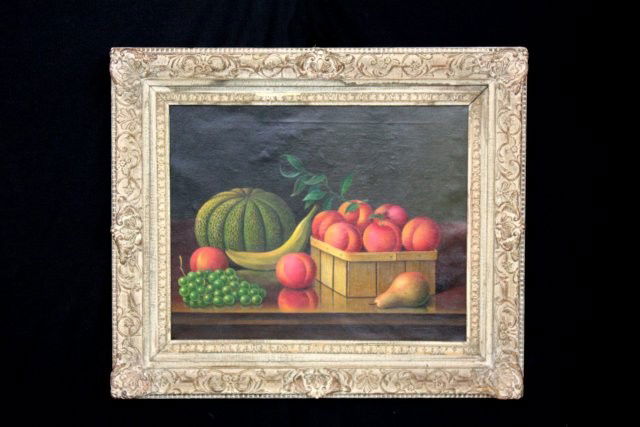 Levi Wells Prentice Fruit Still Life oil painting: Levi Wells Prentice (1851-1935 American) Fruit Still Life, oil on canvas, 16" x 20", signed L. W. Prentice lower right, framed 22 1/2" x 27 1/4" Please read our terms of sale.