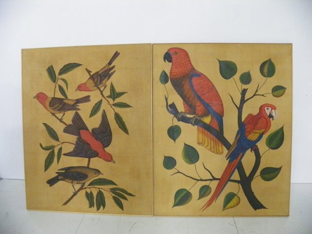Pair Bird oil paintings