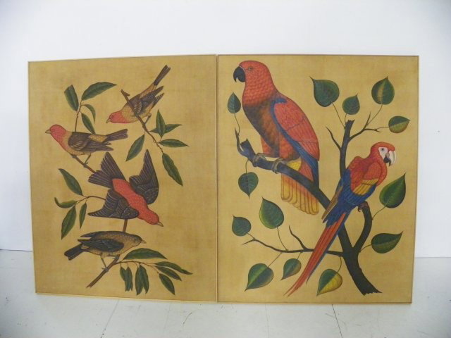 Pair Bird oil paintings - 2