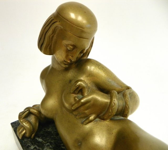 Egyptian woman with snakes bronze sculpture - 2