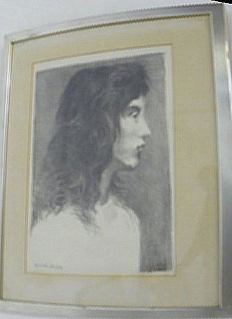 Raphael Soyer lithograph "Portrait of a Lady": Pencil signed lower right, silver frame. Image approx. 17" x 12.5", 26" x 21.5" framed. From various L.I. estates. Please read our terms of sale.