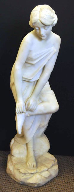 19th c. marble statue "Woman": Statue approx. 34" H. Please read our terms of sale.