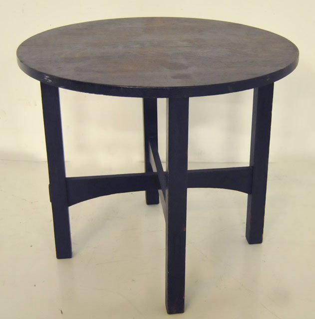 Gustav Stickley lamp table: Stickley mark on bottom. Approx. 30" W x 26" H. Please read our terms of sale.